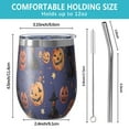 thumbnail image 5 of 12oz Stemless Wine Tumblers Magical Pumpkin Castle Halloween Pattern Vacuum Insulated Stainless Steel Travel Tumbler Cups Mug with Lid and Straw for Champaign,Cocktail,Beer with Cleaning Brush, 5 of 5