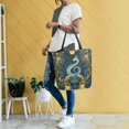 thumbnail image 4 of FORMRS Womens Canvas Tote Bag with Zipper Inner Pocket Shoulder Handbag, Green Celestial Serpent, 4 of 7