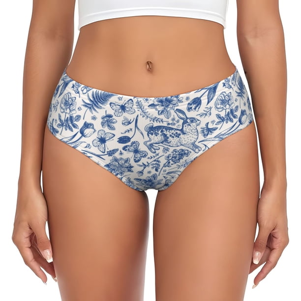 Fotbe Rabbit And Butterfly Calzones Estampados para Mujer – Ropa Interior de Algodón, Cómoda, Suave y Elástica-XX-Large