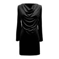 thumbnail image 5 of DHFJKG Women Cowl Neck Velvet Dress Long Sleeve Evening Party Gown Soft Loose Tunic Comfortable Spring Clothes Carnival Trendy Dresses, 5 of 5