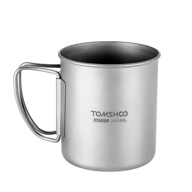 Taza de titanio al aire libre 300 ml con manija plegable Tomshoo