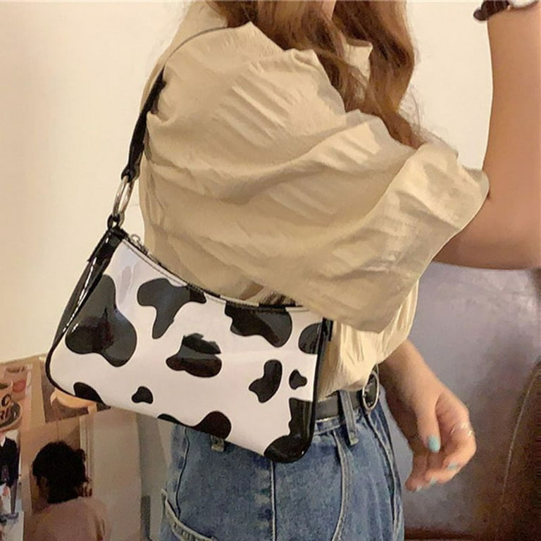 Cow Pattern Crossbody Bag, Faux Leather Shoulder Bag, Travel
