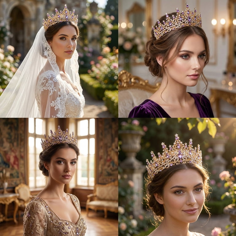 Miallo Elegant Purple Rhinestone Princess Crown, Sparkly  display picture 2