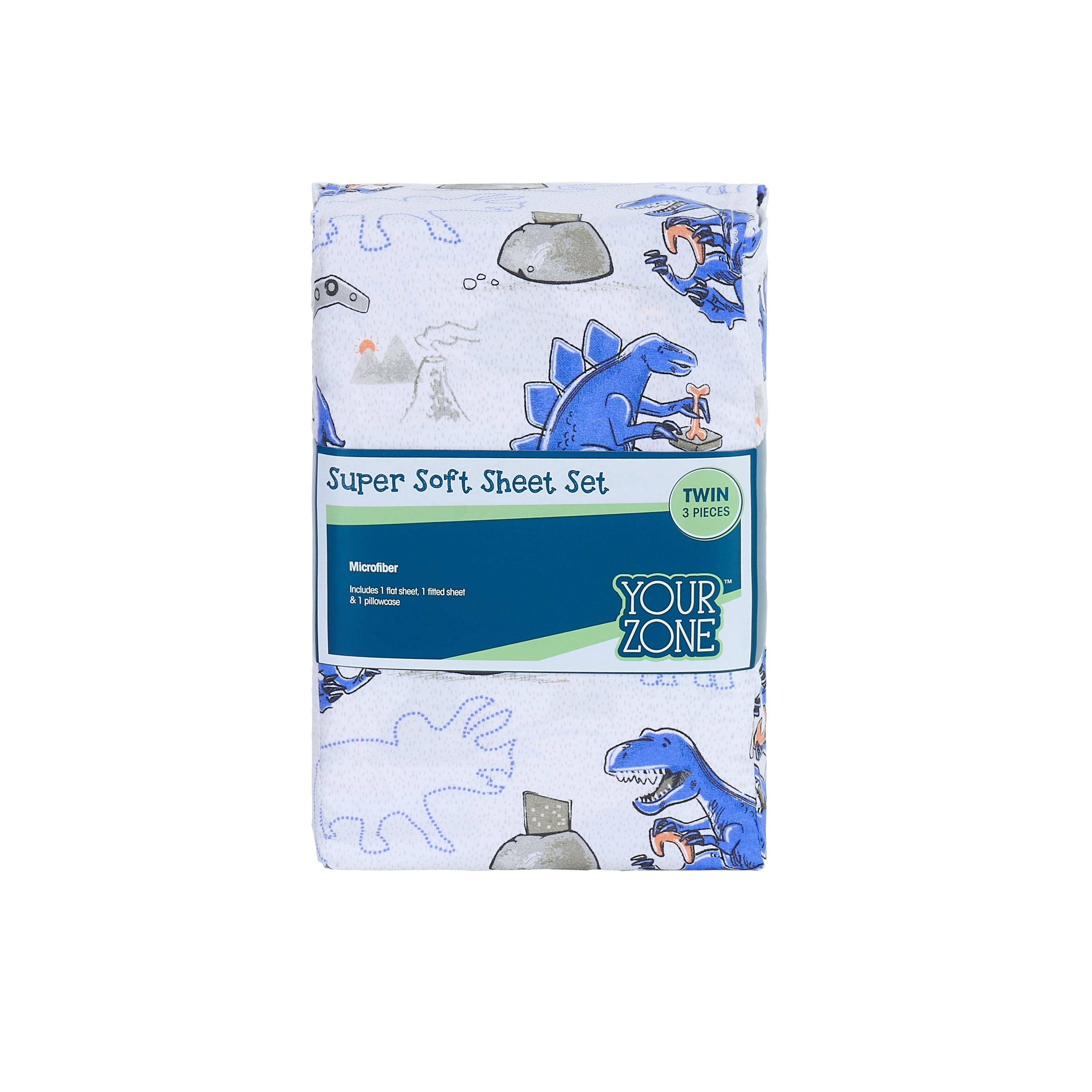 Your Zone Kids Soft Microfiber Sheet Set, Dino Gamer, Twin, 3 Pieces, Easy Care