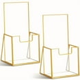 thumbnail image 2 of SUTENGDA Set of 2 Golden Glass Brochure Holders  4 Inches (Approximately 10.2 Cm) Tall  Clear Tabletop Display Stands for Tri-Fold Brochures  Flyers  And Manuals  Suitable for Magazines, 2 of 5