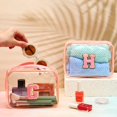 thumbnail image 2 of Bolsa de maquillaje Huhumy con 12 iniciales personalizadas de la A a la Z con parches, 2 of 7