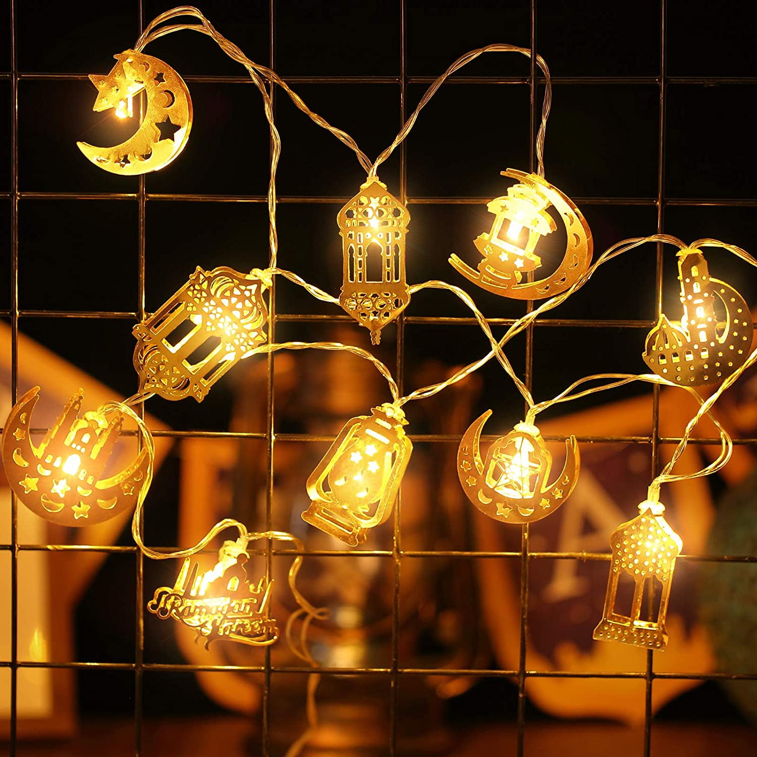 10 LED Lantern String Light EID Ramadan Moon Party Decor Islamic Colorful Lamp 
