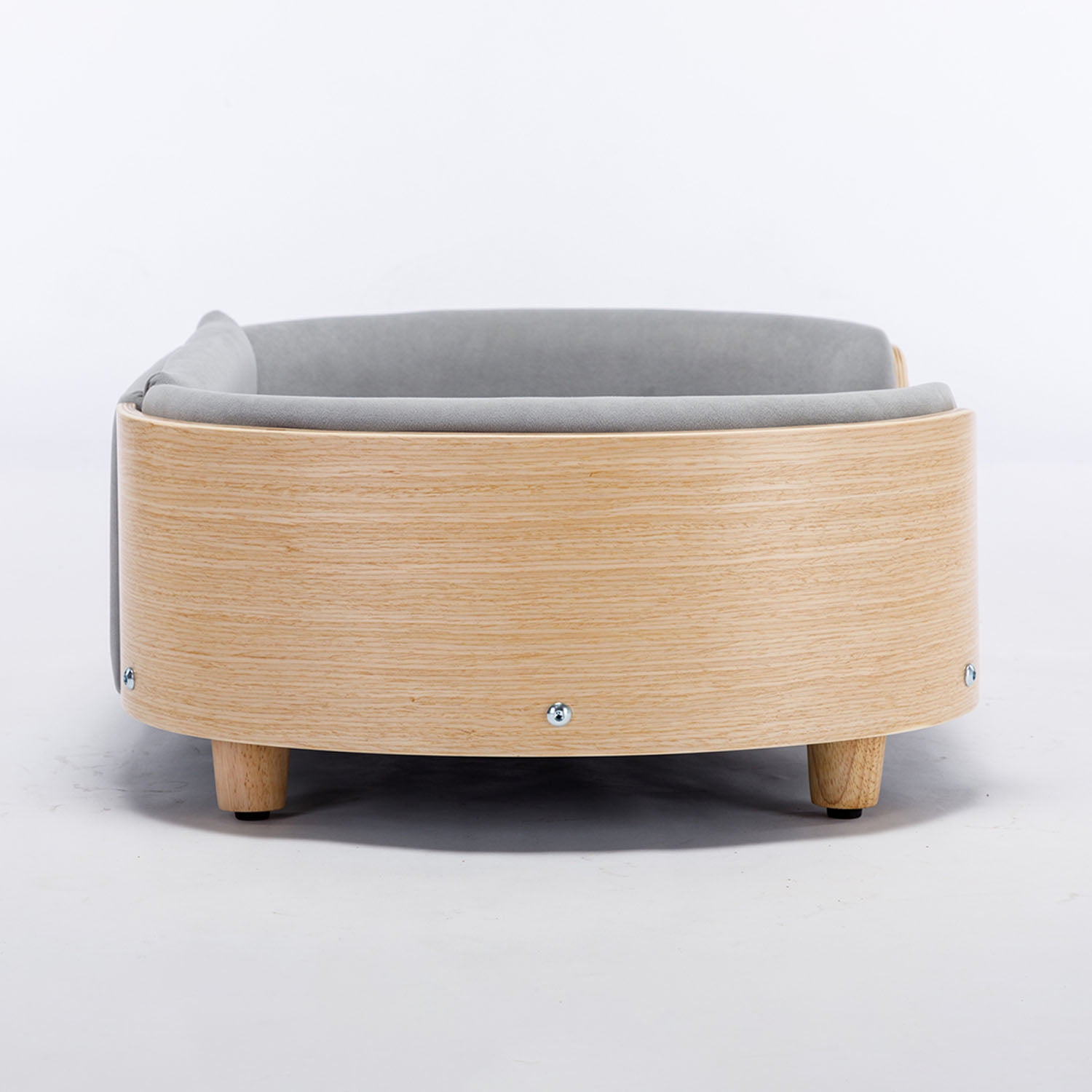 Pefilos 30" Elevated Dog Bed with Velvet Cushion, Scandinavian Style Pet Sofa with Solid Wood legs and Bent Wood Back, Gray M Pefilos 30" Elevated Dog Bed with Velvet Cushion, Scandinavian Style Pet Sofa with Solid Wood legs and Bent Wood Back, Gray M