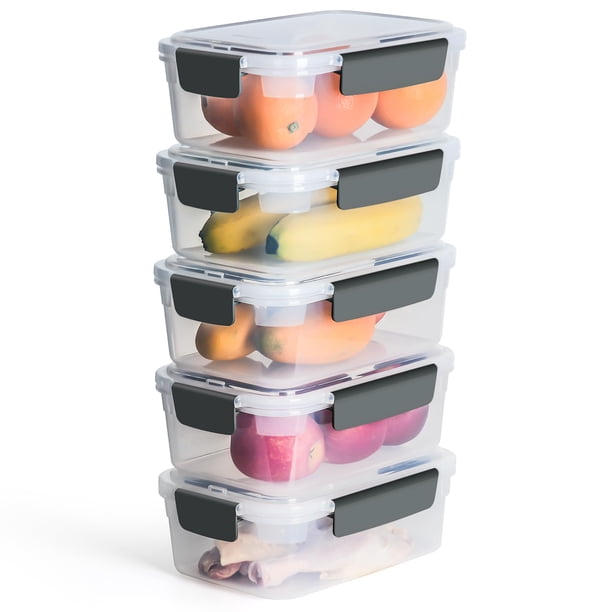 Contenedores de almacenamiento de alimentos YORY, juego de 9 tazas de plástico con tapas