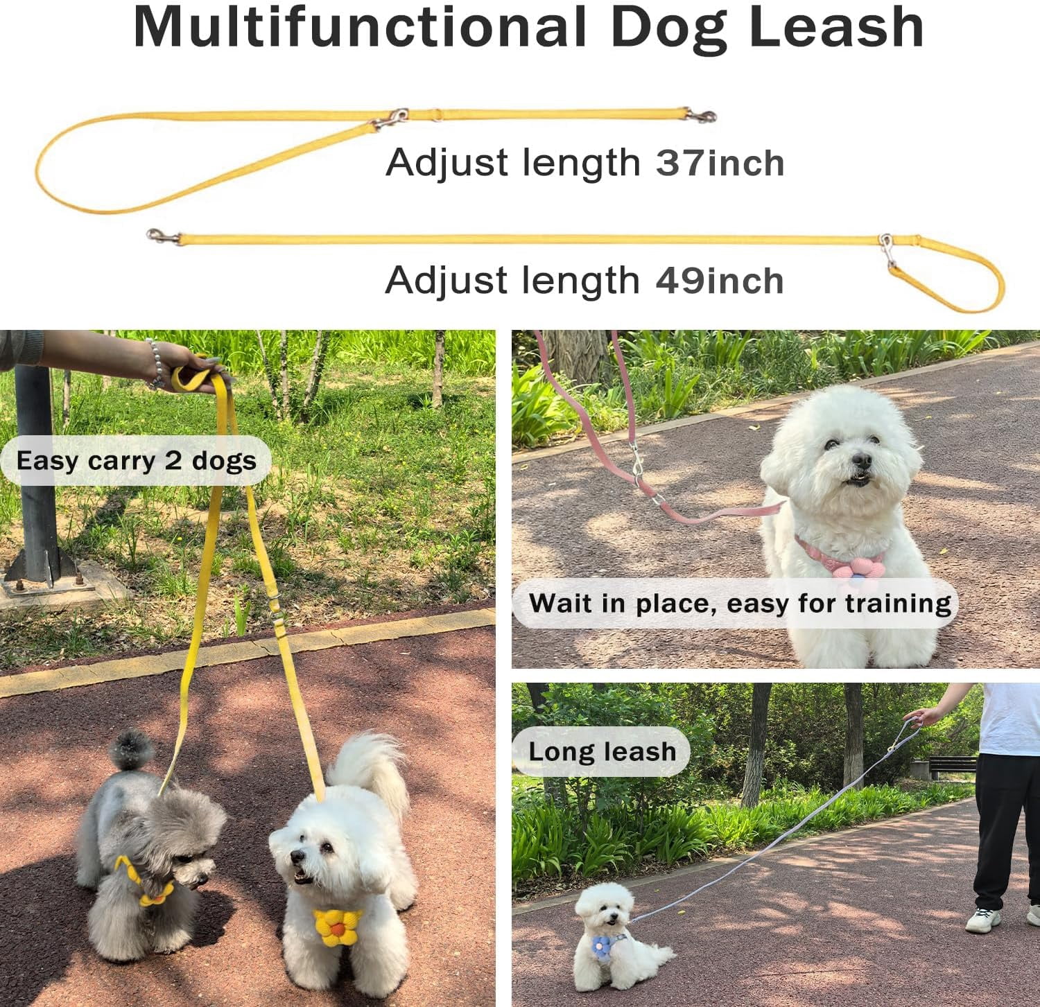 No Pull Dog Harness and Leash Set for Small Sized Dog Training; Puppy Harnesses with Multifunction Dog Leash, Soft Adjustable No Choke Escape Proof Pet Harness for Small and Medium Dog (Yellow S)