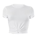 thumbnail image 3 of Camiseta Camisa básica de mujer Cuello redondo Color sólido Estilo sexy Hollow Out Streetwear Outfit Kuymtek Blanco S para Mujer, 3 of 9
