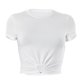 thumbnail image 3 of Camiseta Camisa básica de mujer Cuello redondo Color sólido Estilo sexy Hollow Out Streetwear Outfit Cgtredaw Blanco S para Mujer, 3 of 9