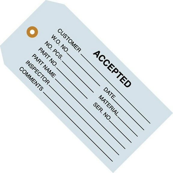 ACCEPTED Inspection Tags, Legend, 13-Pt Cardstock, 4-3/4" x 2-3/8" - Case /1,000
