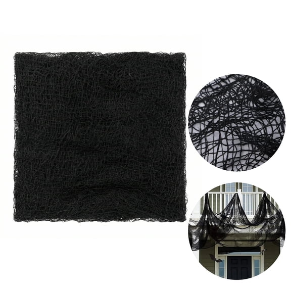 Halloween Black Gauze Wall Decor,Outdoor Halloween Fake Spider Web Decorations Webbing,30X72 in Giant Halloween Cloth for Halloween Party Supplies Haunted Houses Outdoor