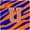 Blue Orange, variant on Monogram - Tiger Stripe - Blue Orange Foam Coasters, Initial Letter U - Set 4, 3.5 x 3.5 In.