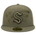 thumbnail image 2 of Men's New Era  Olive Seattle Kraken Military Appreciation Flag 59FIFTY Fitted Hat, 2 of 5
