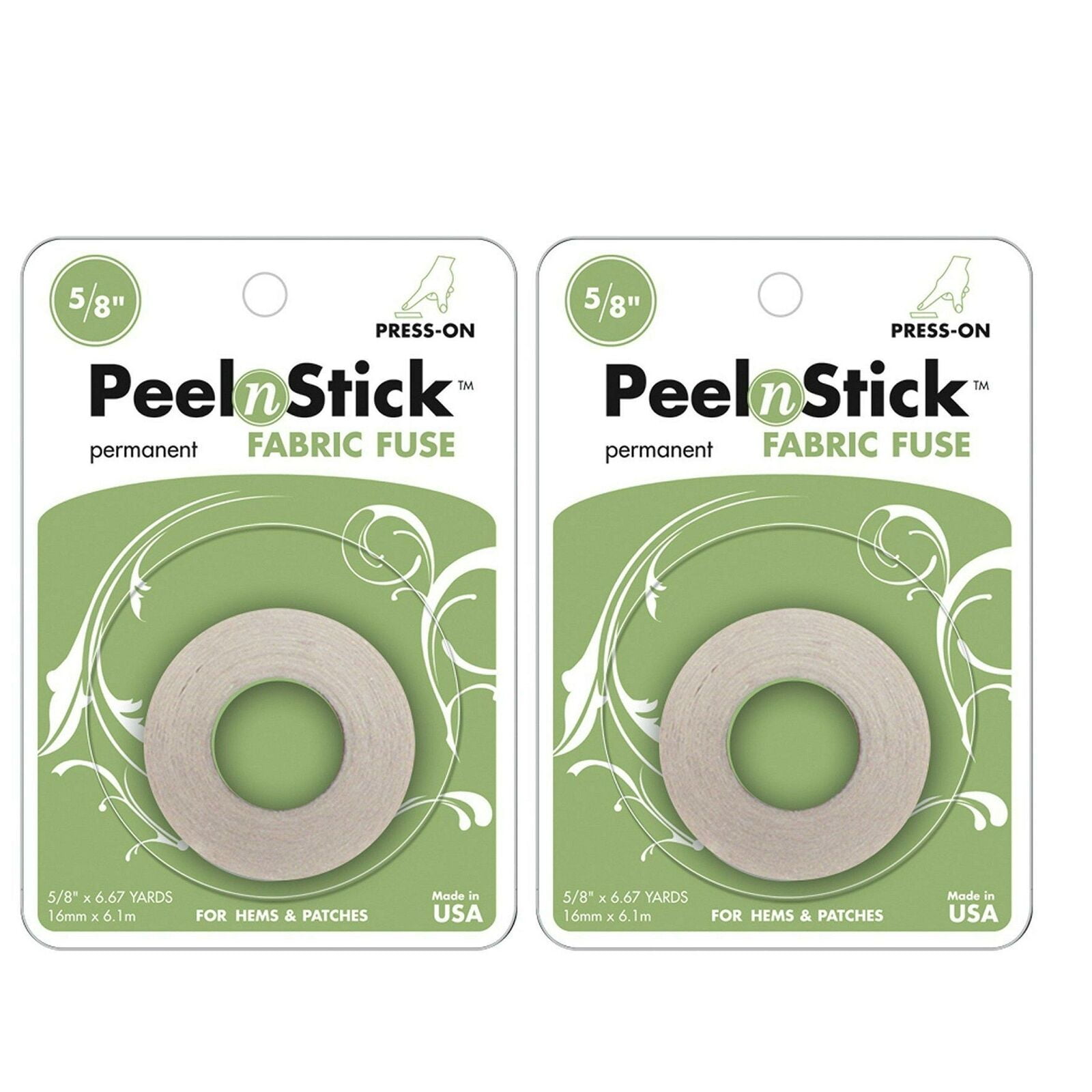 3346 Peeln Stick Fabric Fuse Tape5/8"X20 Feet (2Pack)