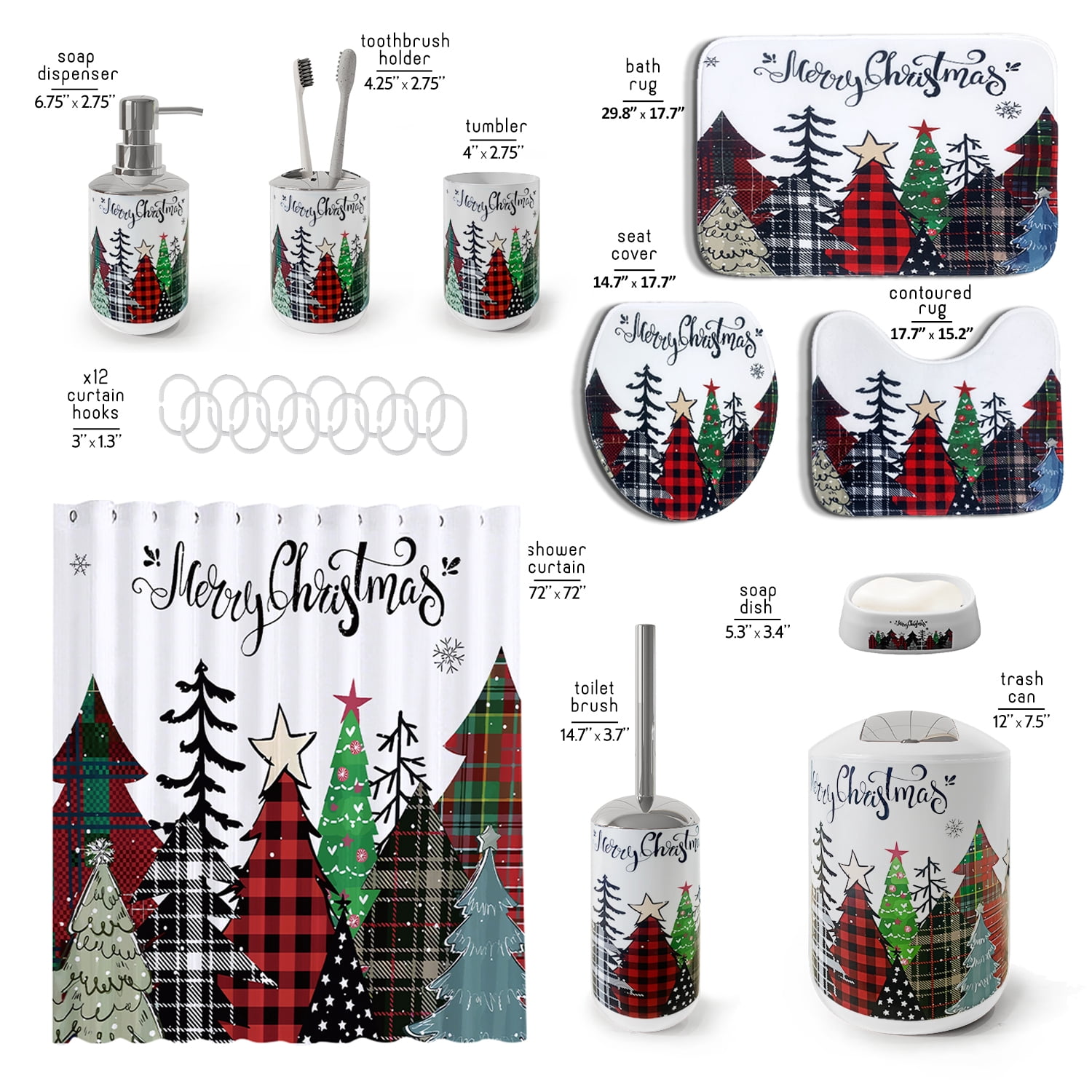 Hearth & Harbor 23 Piece Bathroom Accessories Set, Christmas Bathroom Decor Set with Bathroom Rugs