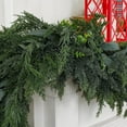 thumbnail image 4 of Guvpev Christmas Decorations - 6FT Christmas Cedar Pine Garland - Artificial Realistic Real Touch Winter Garland for Table Mantel Stairs Railing Fireplace Front Door - Indoor Outdoor Xmas Home Décor, 4 of 6