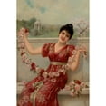 thumbnail image 2 of Emile Eisman-Semenowsky 11x14 Black Ornate Wood Framed Double Matted Museum Art Print Titled: Young Woman with a Chain of Roses, 2 of 5