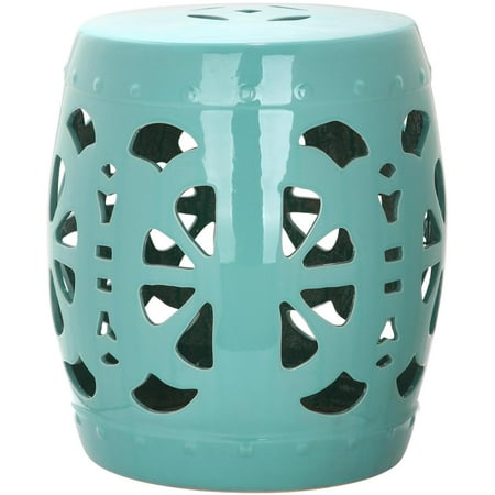 Safavieh Stencil Aqua Blossom Ceramic Decorative Garden Stool