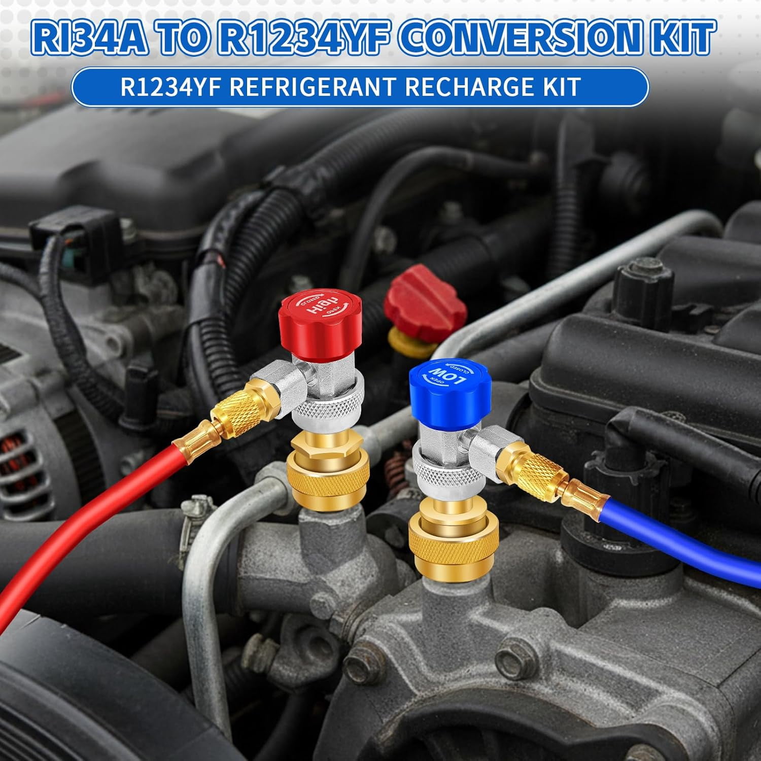 A/C R134a R1234yf Quick Coupler, R134a to R1234yf Refrigerant Adapter Connector Conversion Kit with R134a Quick Adapter, R1234YF Quick Adapter