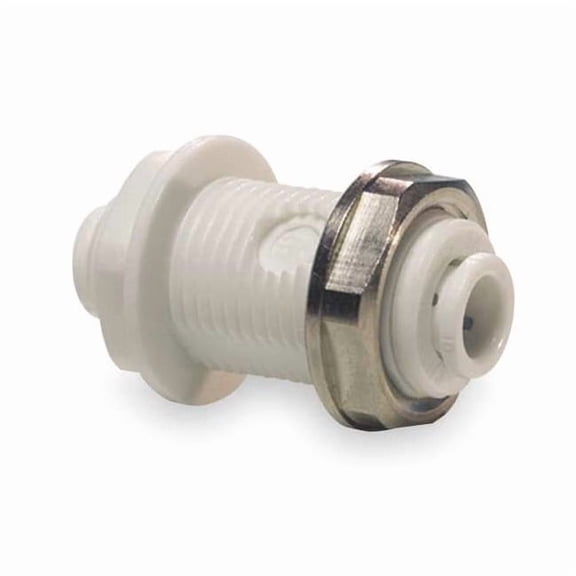 Push-Fit Adapter Fitting, 3/8 in Tube Size, Polypropylene, White, 10 PK