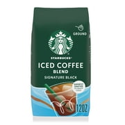 Starbucks Iced Coffee Blend, Signature Black, Medium Roast Ground Coffee, 12 oz