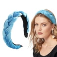 thumbnail image 2 of WHEANG Fashion Solid Color Hair Band for Women Lightweight Cute Headbands for Women Under $5 Palette Daily Wear Casual Braided Headband Wide Headband Non-Slip Vintage Padded Headband Blue, 2 of 2