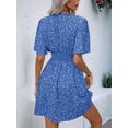 thumbnail image 6 of Women Summer Dresses Short Sleeve V Neck Floral Midi Sundress Blue S, 6 of 7