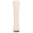 thumbnail image 3 of Botas de tacón alto hasta la rodilla con cremallera y punta redonda para mujer Blanco crema 40, 3 of 8