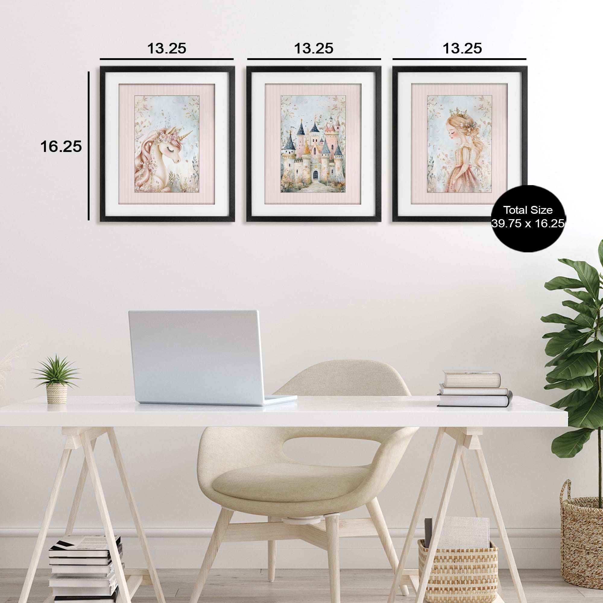 Stupell Industries Fantasy Enchanted Dreams 3 Piece Black Framed Print Under Glass Set, design by Christine Simpson Art