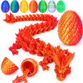 thumbnail image 1 of Tboline Huevo De Dragón Impreso En 3D Con Dragón En El Interior De Cristal Dragón Fidget Juguetes Completo Articulado Dragón En Huevo Adultos Fidget Juguetes Para Autismo Tdah (Láser Rojo-12 Pulgadas), 1 of 8