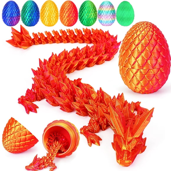 Tboline Huevo De Dragón Impreso En 3D Con Dragón En El Interior De Cristal Dragón Fidget Juguetes Completo Articulado Dragón En Huevo Adultos Fidget Juguetes Para Autismo Tdah (Láser Rojo-12 Pulgadas)