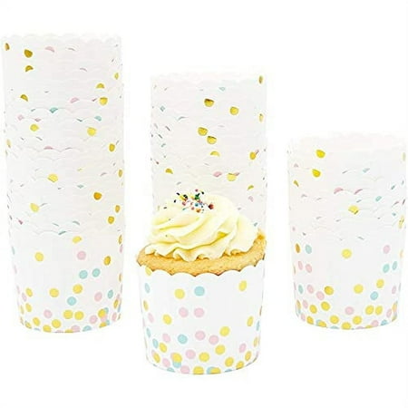 50-Pack Muffin Liners - Rainbow Polka Dots Cupcake Wrappers Paper Baking Cups
