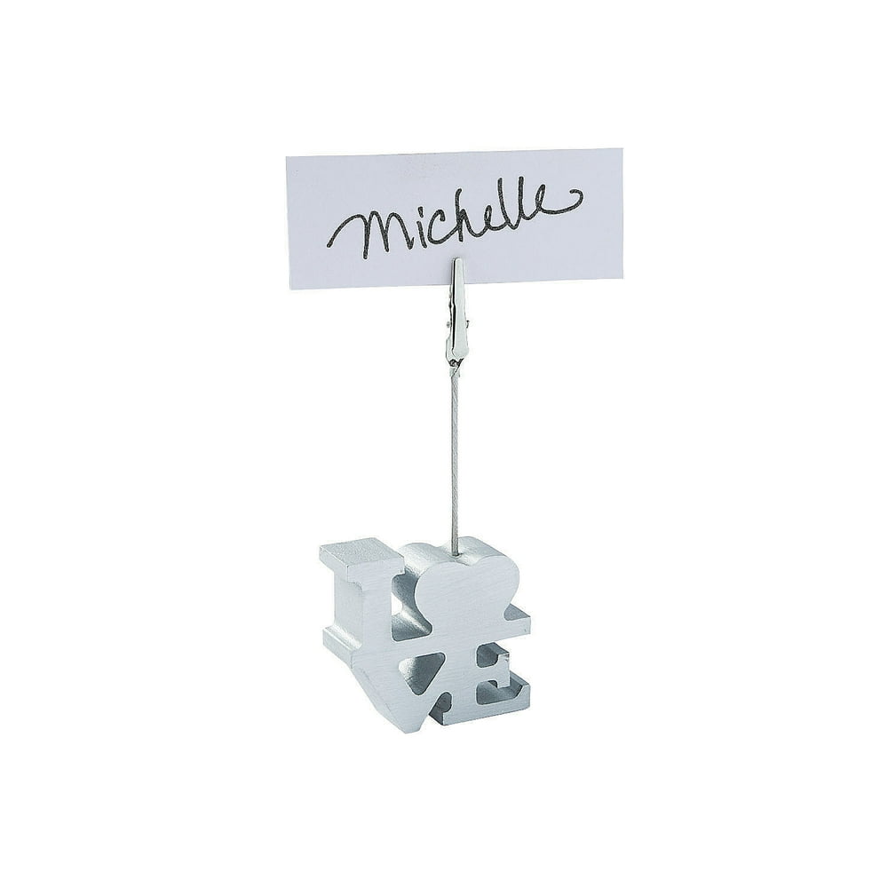 Silver Love Place Card Holders 6Pc Party Supplies 6 Pieces