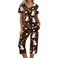 thumbnail image 2 of Easter Womens Pajama Set 2026 Lounge Rabbit Printed Plus Size Short Sleeve and Capri Pants Women 2 Piece Sleepwears, 2 of 7