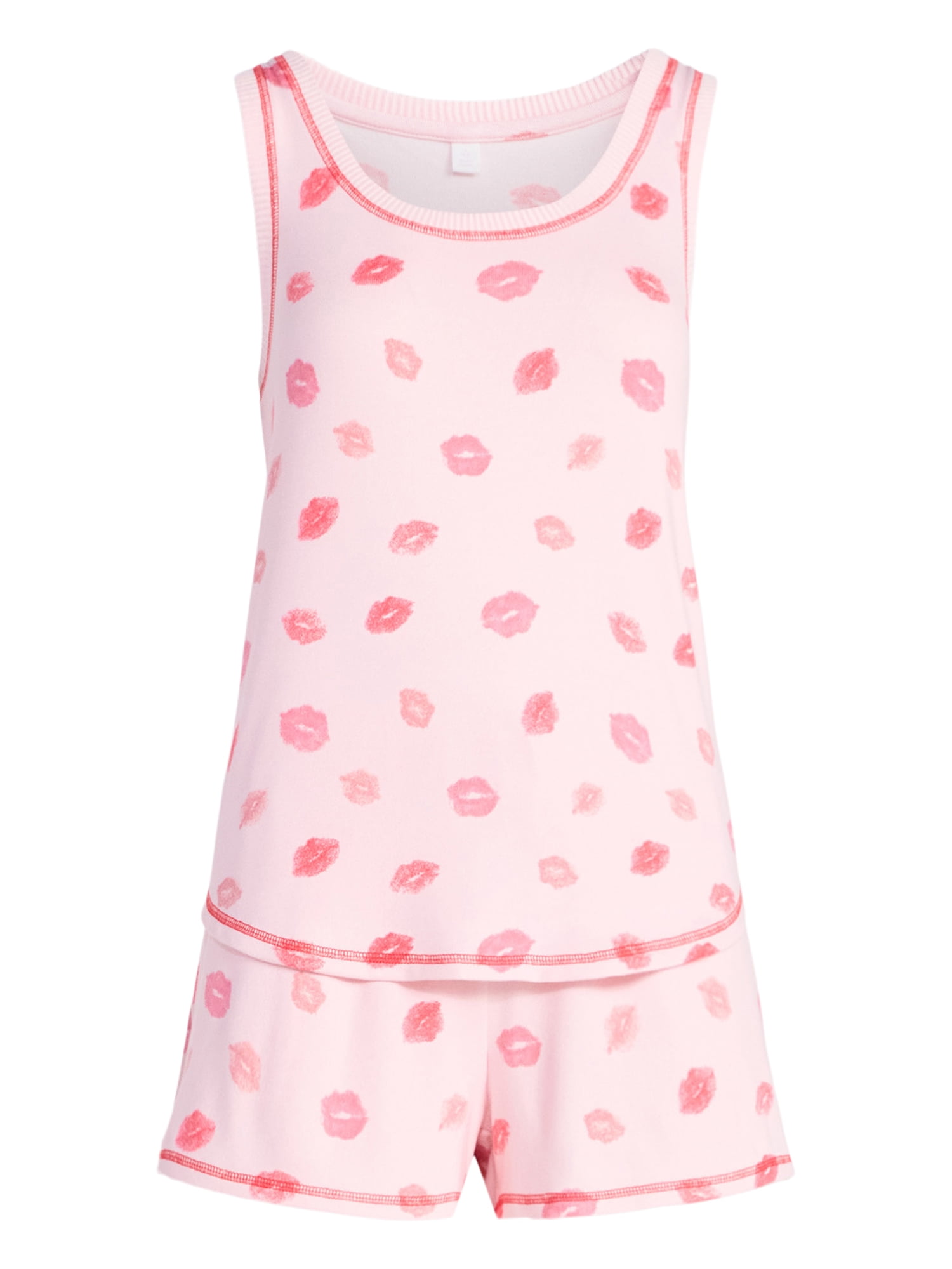 Joyspun Women's Cozy Lounge Collection Hacci Knit Tank Top and Shorts Pajama Set, 2-Piece, Sizes XS-3X