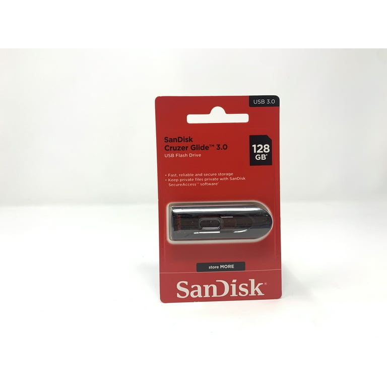SanDisk Cruzer Glide USB Flash Drive, 128 GB, USB 2.0, Black