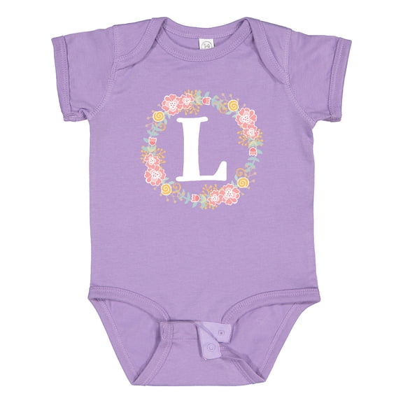 Inktastic Monogram Letter L Rose Floral Wreath Girls Baby Bodysuit