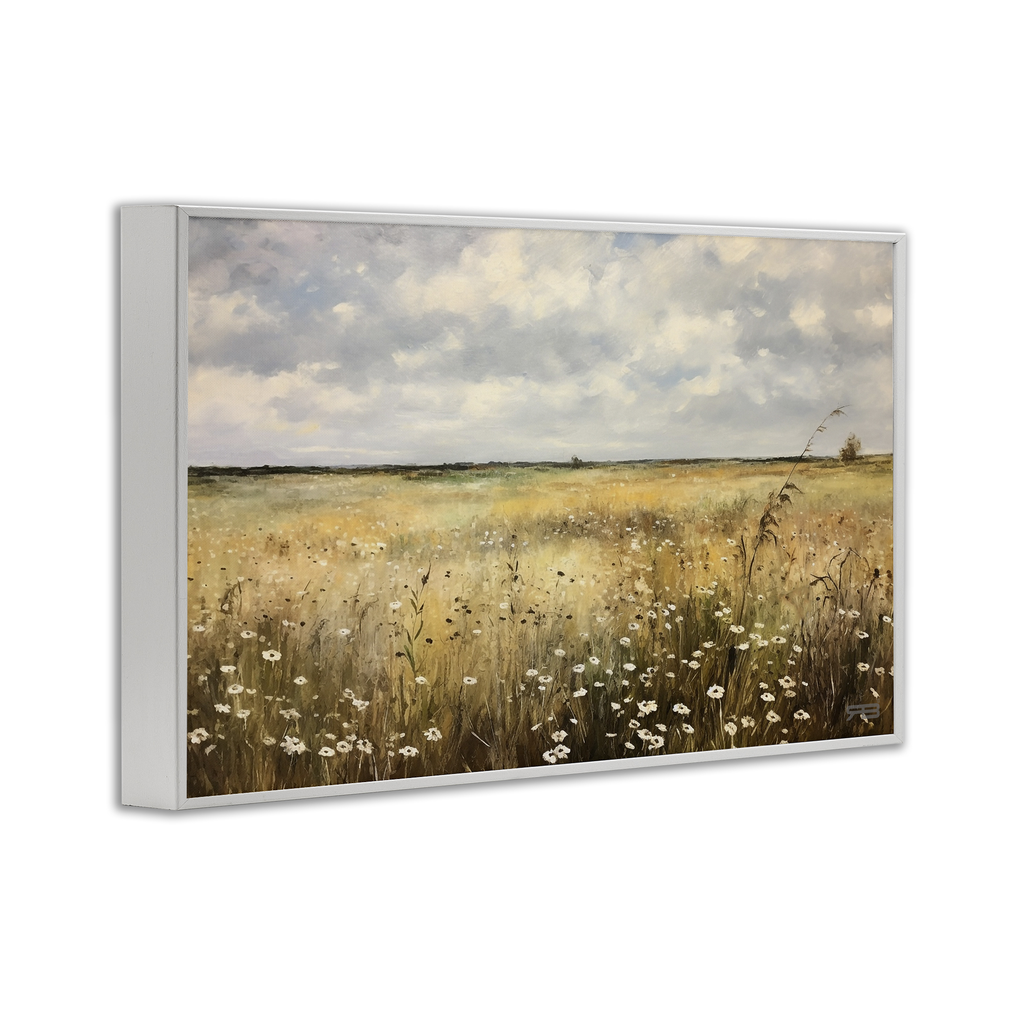 Stupell Industries Traditional County Field Landscape Painting White Framed Art Print Wall Art, 18 x 12