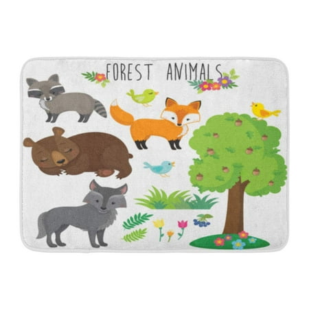 - GODPOK Green Bear Brown Fox Forest Animals Colorful Wolf Cartoon Rug Doormat Bath Mat 23.6x15.7 inch