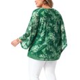 thumbnail image 5 of GRACE & GRANDEUR Women's Plus Size V Neck Mesh Blouse Flowy Double Layer 3/4 Sleeve Tunic Top 4X Green, 5 of 8