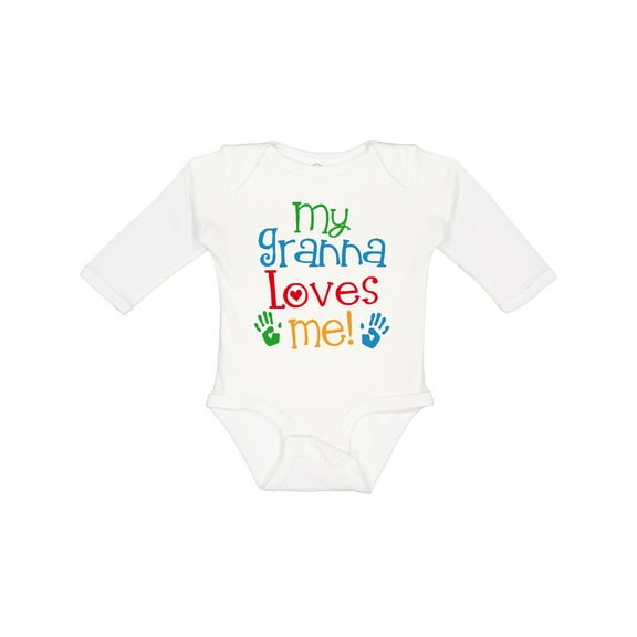 Inktastic Granna Loves Me Grandkid Boys or Girls Long Sleeve Baby Bodysuit