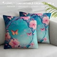 thumbnail image 3 of Pratyus Butterflies Flowers Blue Background Square Pillow Cover Case for Cushions Sofa Bed Outdoor Decoration - Short Plush 1PC 22x22in, 3 of 5