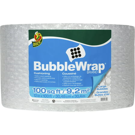Duck Brand Large Bubble Wrap Cushioning, 12 in. x 100 ft., (Best Bubble Wrap For Packing)
