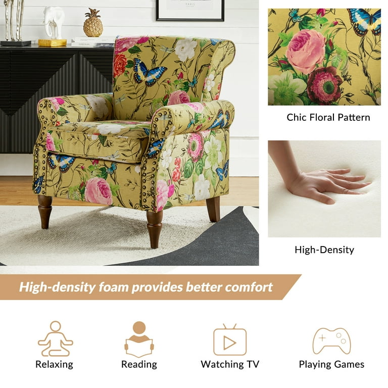 Pink patterned armchair outlet