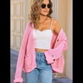 thumbnail image 4 of Suéter de Punto Grueso para Mujer, Cárdigan de Larga con Cuello en V, Botones y Bolsillo para Otoño e Invierno. Rosa L, 4 of 10