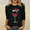 thumbnail image 2 of Women's Christmas 3/4 Sleeve Tops Tshirts Ladies Casual Print Crewneck Santa Xmas Tees Blouses, 2 of 5