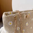 thumbnail image 3 of YOUI-GIFTS Women Handmade Rattan Shoulder Bag Daisy Printed Beach Handbag Handwoven Tote Bag Turn Locks Casual Bag, 3 of 6